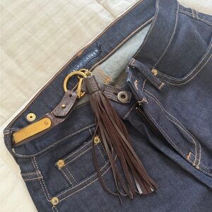 Ralph Lauren Dark Indigo Jeans with Brown Leather Tassel Keychain